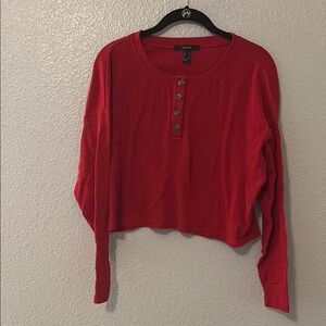 Red Button-Up Women's Top